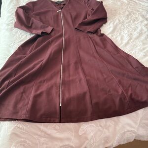 Lafayette 148 New York Long Sleeve Burgundy Dress